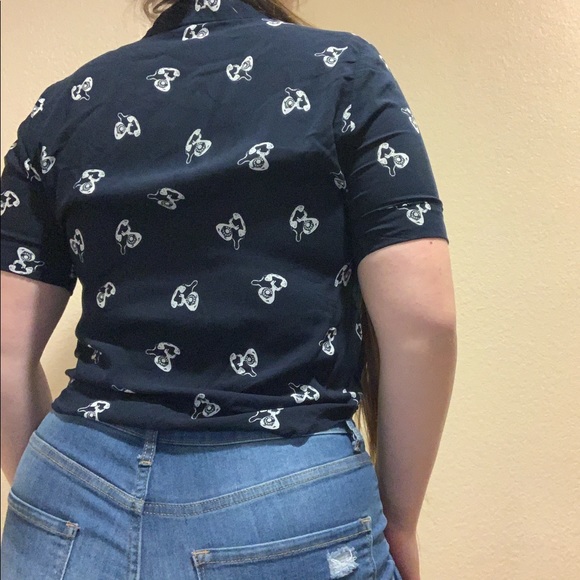 Navy blue old fashioned telephone crop top size M - Picture 3 of 7